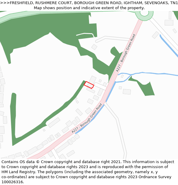 FRESHFIELD, RUSHMERE COURT, BOROUGH GREEN ROAD, IGHTHAM, SEVENOAKS, TN15 9HS: Location map and indicative extent of plot