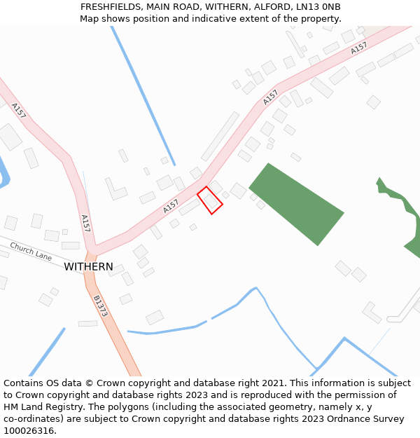 FRESHFIELDS, MAIN ROAD, WITHERN, ALFORD, LN13 0NB: Location map and indicative extent of plot