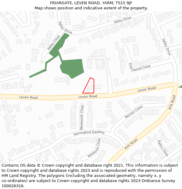 FRIARGATE, LEVEN ROAD, YARM, TS15 9JF: Location map and indicative extent of plot
