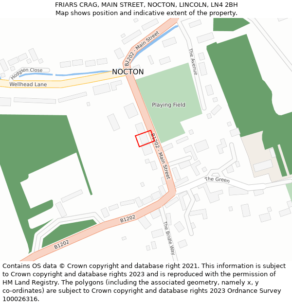 FRIARS CRAG, MAIN STREET, NOCTON, LINCOLN, LN4 2BH: Location map and indicative extent of plot