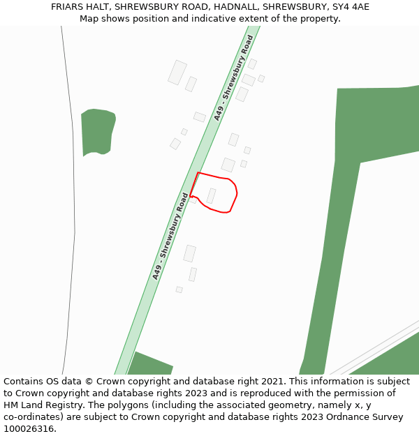 FRIARS HALT, SHREWSBURY ROAD, HADNALL, SHREWSBURY, SY4 4AE: Location map and indicative extent of plot