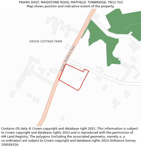 FRIARS OAST, MAIDSTONE ROAD, MATFIELD, TONBRIDGE, TN12 7LG: Location map and indicative extent of plot