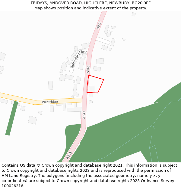 FRIDAYS, ANDOVER ROAD, HIGHCLERE, NEWBURY, RG20 9PF: Location map and indicative extent of plot