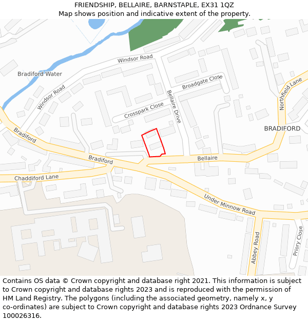 FRIENDSHIP, BELLAIRE, BARNSTAPLE, EX31 1QZ: Location map and indicative extent of plot