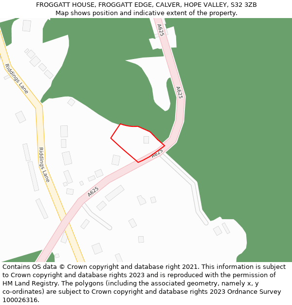 FROGGATT HOUSE, FROGGATT EDGE, CALVER, HOPE VALLEY, S32 3ZB: Location map and indicative extent of plot