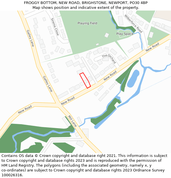 FROGGY BOTTOM, NEW ROAD, BRIGHSTONE, NEWPORT, PO30 4BP: Location map and indicative extent of plot