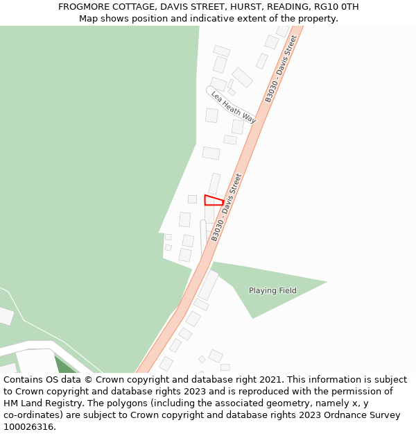 FROGMORE COTTAGE, DAVIS STREET, HURST, READING, RG10 0TH: Location map and indicative extent of plot