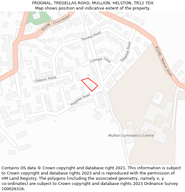 FROGNAL, TREGELLAS ROAD, MULLION, HELSTON, TR12 7DX: Location map and indicative extent of plot