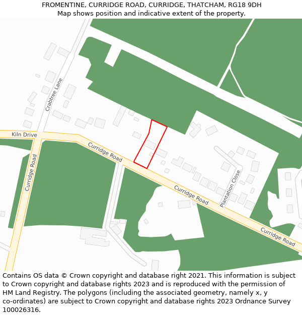 FROMENTINE, CURRIDGE ROAD, CURRIDGE, THATCHAM, RG18 9DH: Location map and indicative extent of plot