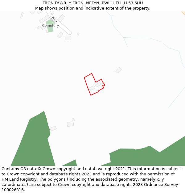 FRON FAWR, Y FRON, NEFYN, PWLLHELI, LL53 6HU: Location map and indicative extent of plot