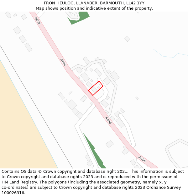 FRON HEULOG, LLANABER, BARMOUTH, LL42 1YY: Location map and indicative extent of plot