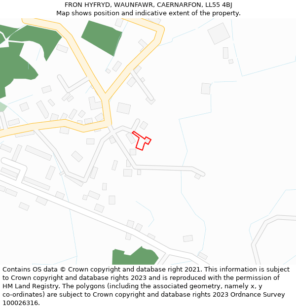 FRON HYFRYD, WAUNFAWR, CAERNARFON, LL55 4BJ: Location map and indicative extent of plot