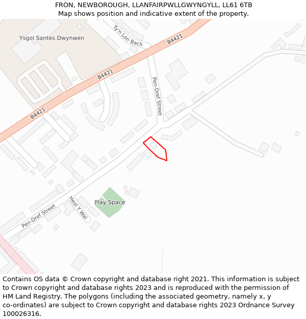 FRON, NEWBOROUGH, LLANFAIRPWLLGWYNGYLL, LL61 6TB: Location map and indicative extent of plot