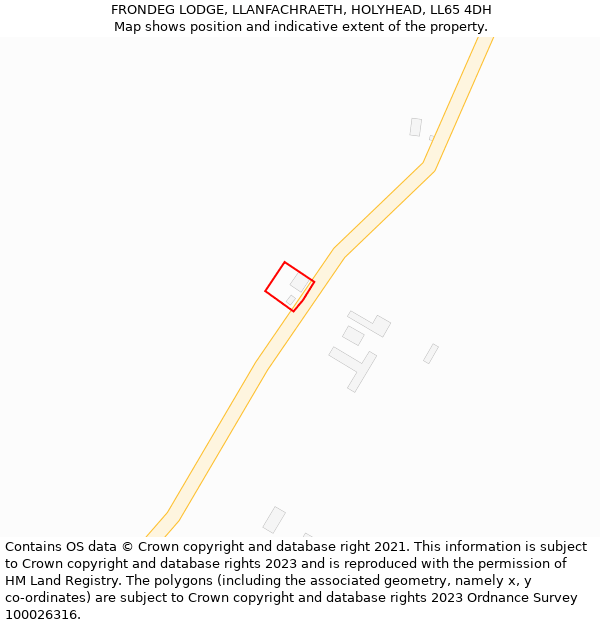 FRONDEG LODGE, LLANFACHRAETH, HOLYHEAD, LL65 4DH: Location map and indicative extent of plot