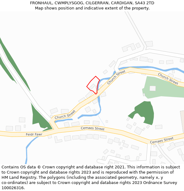FRONHAUL, CWMPLYSGOG, CILGERRAN, CARDIGAN, SA43 2TD: Location map and indicative extent of plot