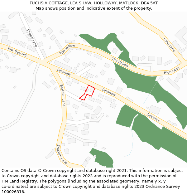 FUCHSIA COTTAGE, LEA SHAW, HOLLOWAY, MATLOCK, DE4 5AT: Location map and indicative extent of plot