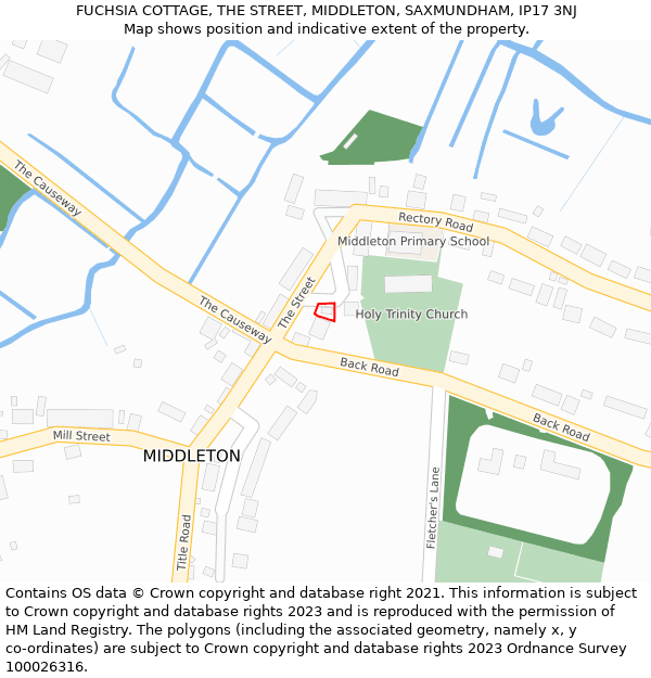 FUCHSIA COTTAGE, THE STREET, MIDDLETON, SAXMUNDHAM, IP17 3NJ: Location map and indicative extent of plot