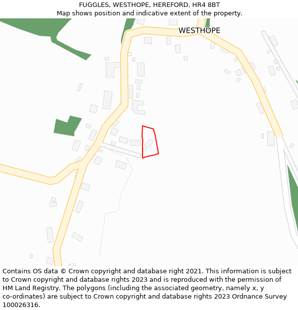 FUGGLES, WESTHOPE, HEREFORD, HR4 8BT: Location map and indicative extent of plot