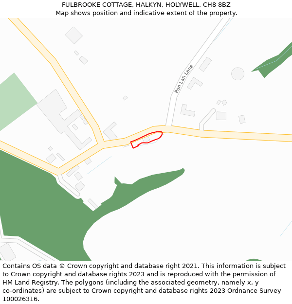 FULBROOKE COTTAGE, HALKYN, HOLYWELL, CH8 8BZ: Location map and indicative extent of plot