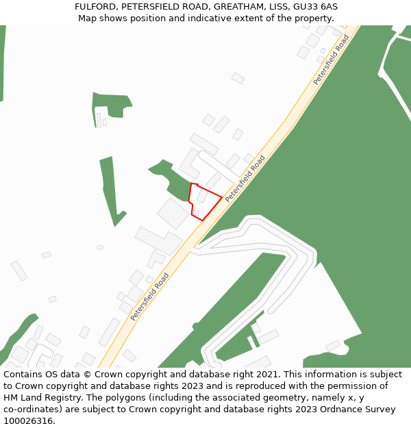 FULFORD, PETERSFIELD ROAD, GREATHAM, LISS, GU33 6AS: Location map and indicative extent of plot