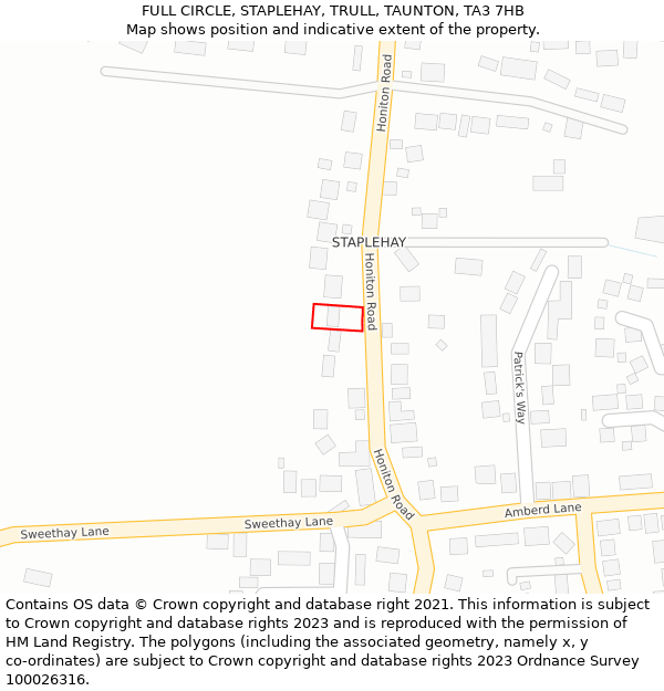 FULL CIRCLE, STAPLEHAY, TRULL, TAUNTON, TA3 7HB: Location map and indicative extent of plot