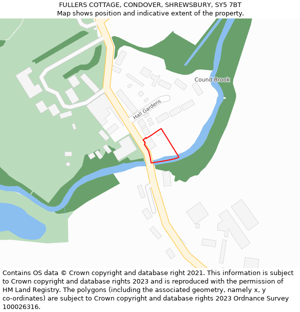 FULLERS COTTAGE, CONDOVER, SHREWSBURY, SY5 7BT: Location map and indicative extent of plot