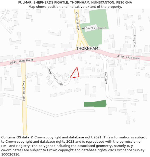 FULMAR, SHEPHERDS PIGHTLE, THORNHAM, HUNSTANTON, PE36 6NA: Location map and indicative extent of plot