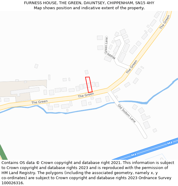 FURNESS HOUSE, THE GREEN, DAUNTSEY, CHIPPENHAM, SN15 4HY: Location map and indicative extent of plot