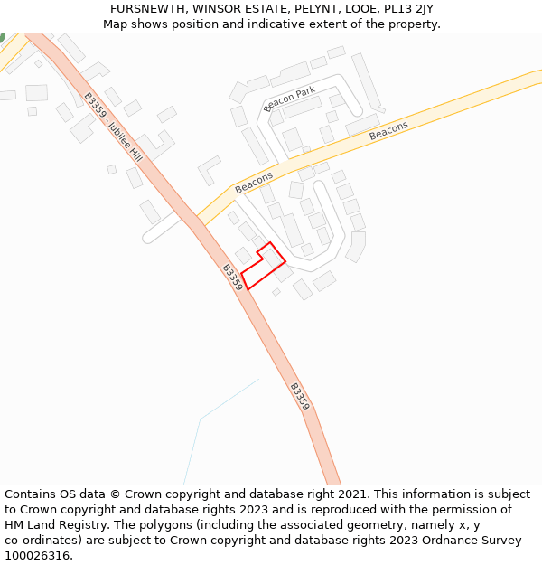 FURSNEWTH, WINSOR ESTATE, PELYNT, LOOE, PL13 2JY: Location map and indicative extent of plot