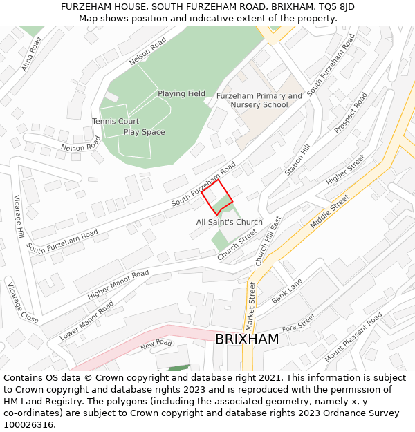 FURZEHAM HOUSE, SOUTH FURZEHAM ROAD, BRIXHAM, TQ5 8JD: Location map and indicative extent of plot