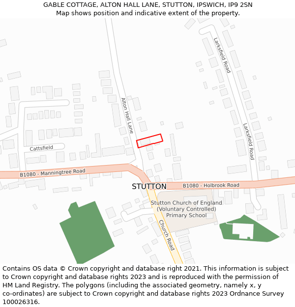 GABLE COTTAGE, ALTON HALL LANE, STUTTON, IPSWICH, IP9 2SN: Location map and indicative extent of plot