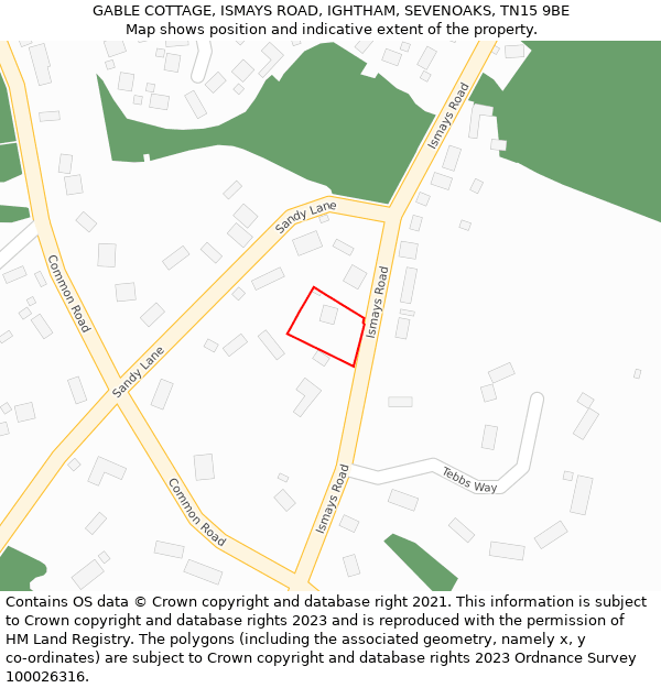 GABLE COTTAGE, ISMAYS ROAD, IGHTHAM, SEVENOAKS, TN15 9BE: Location map and indicative extent of plot