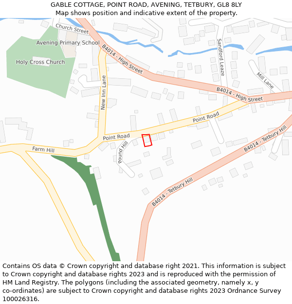 GABLE COTTAGE, POINT ROAD, AVENING, TETBURY, GL8 8LY: Location map and indicative extent of plot