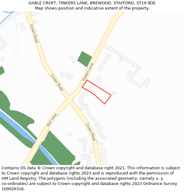 GABLE CROFT, TINKERS LANE, BREWOOD, STAFFORD, ST19 9DE: Location map and indicative extent of plot