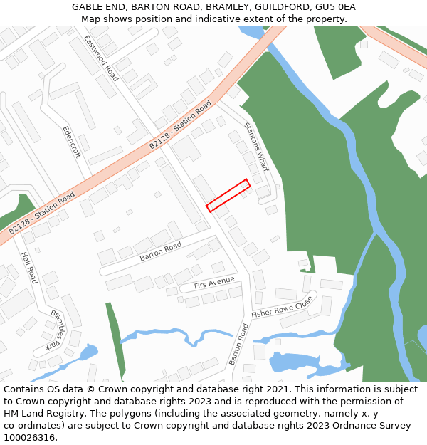 GABLE END, BARTON ROAD, BRAMLEY, GUILDFORD, GU5 0EA: Location map and indicative extent of plot