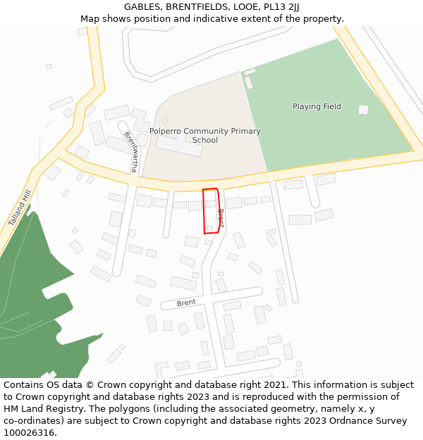 GABLES, BRENTFIELDS, LOOE, PL13 2JJ: Location map and indicative extent of plot