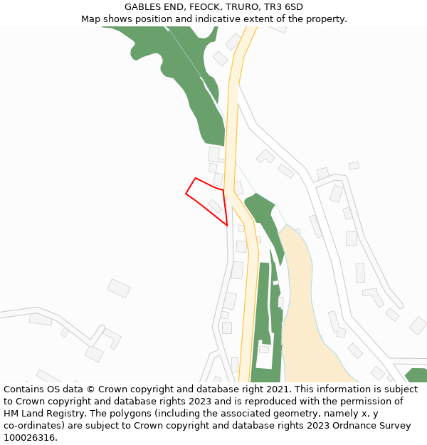 GABLES END, FEOCK, TRURO, TR3 6SD: Location map and indicative extent of plot