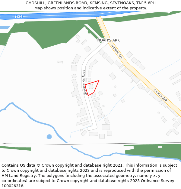 GADSHILL, GREENLANDS ROAD, KEMSING, SEVENOAKS, TN15 6PH: Location map and indicative extent of plot