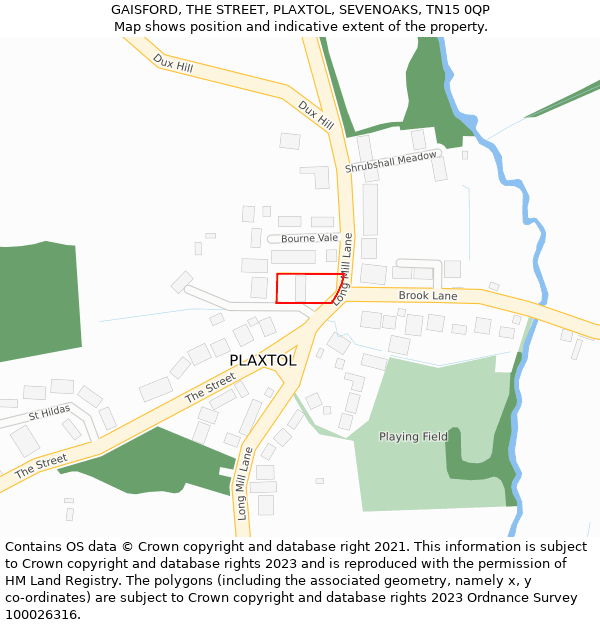 GAISFORD, THE STREET, PLAXTOL, SEVENOAKS, TN15 0QP: Location map and indicative extent of plot