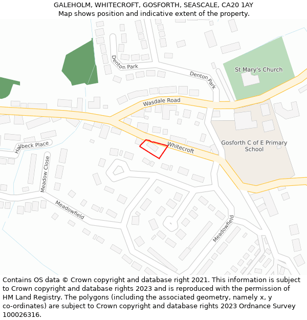 GALEHOLM, WHITECROFT, GOSFORTH, SEASCALE, CA20 1AY: Location map and indicative extent of plot