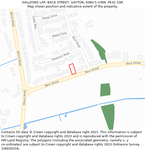 GALLEONS LAP, BACK STREET, GAYTON, KING'S LYNN, PE32 1QR: Location map and indicative extent of plot