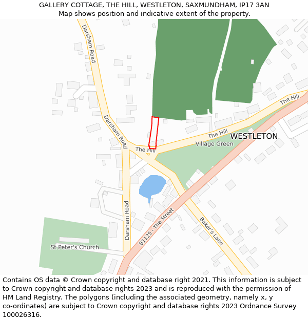 GALLERY COTTAGE, THE HILL, WESTLETON, SAXMUNDHAM, IP17 3AN: Location map and indicative extent of plot