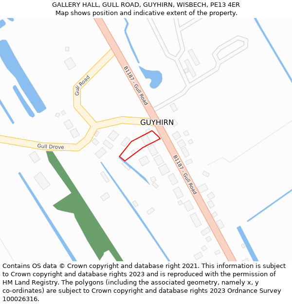GALLERY HALL, GULL ROAD, GUYHIRN, WISBECH, PE13 4ER: Location map and indicative extent of plot