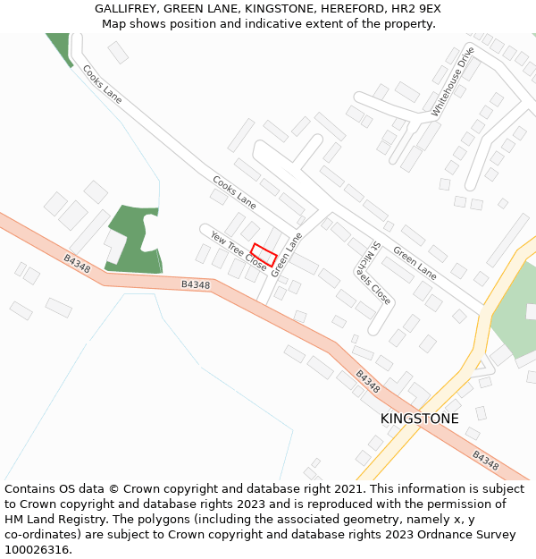 GALLIFREY, GREEN LANE, KINGSTONE, HEREFORD, HR2 9EX: Location map and indicative extent of plot