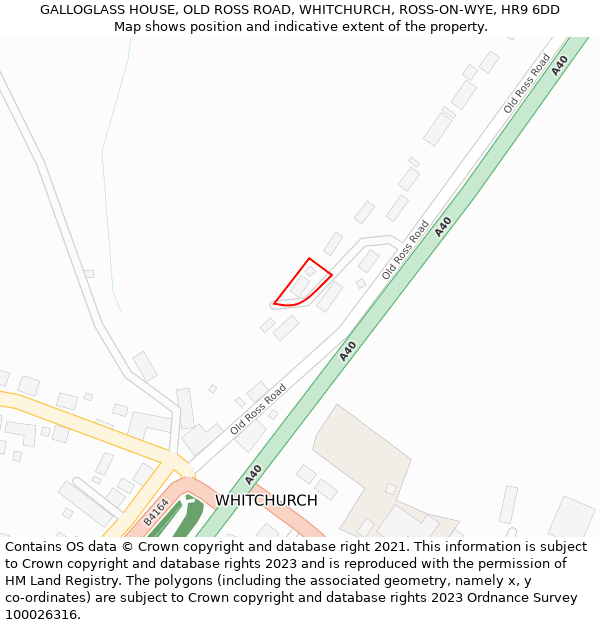 GALLOGLASS HOUSE, OLD ROSS ROAD, WHITCHURCH, ROSS-ON-WYE, HR9 6DD: Location map and indicative extent of plot