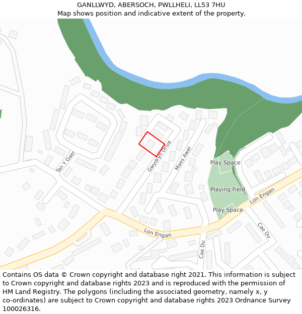 GANLLWYD, ABERSOCH, PWLLHELI, LL53 7HU: Location map and indicative extent of plot