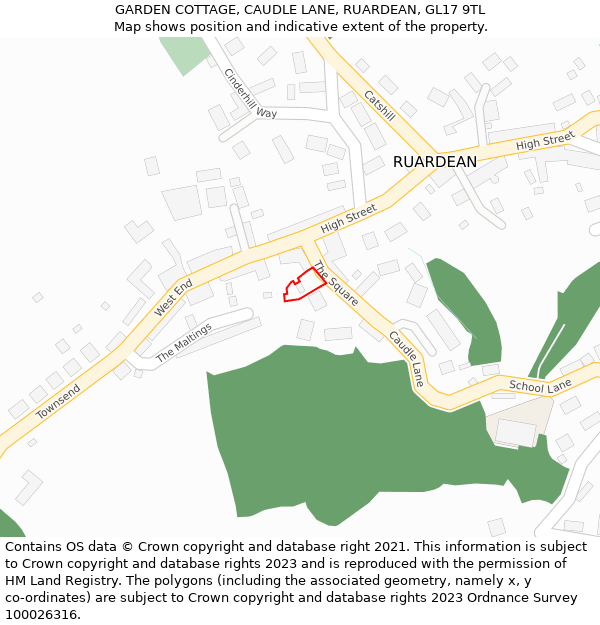 GARDEN COTTAGE, CAUDLE LANE, RUARDEAN, GL17 9TL: Location map and indicative extent of plot