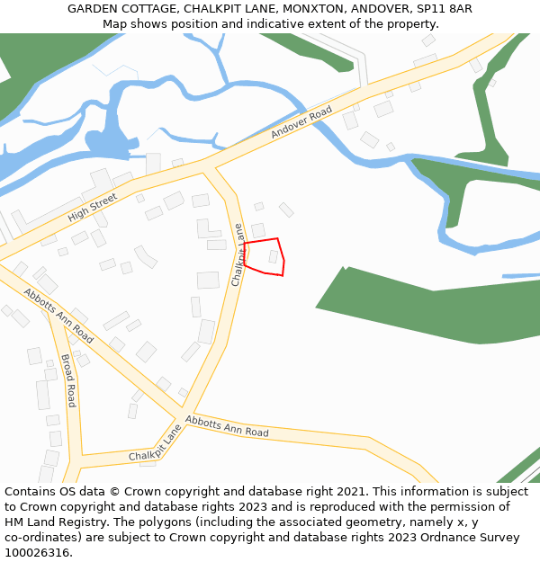 GARDEN COTTAGE, CHALKPIT LANE, MONXTON, ANDOVER, SP11 8AR: Location map and indicative extent of plot