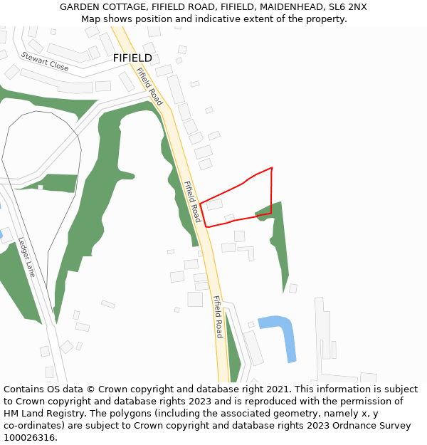 GARDEN COTTAGE, FIFIELD ROAD, FIFIELD, MAIDENHEAD, SL6 2NX: Location map and indicative extent of plot