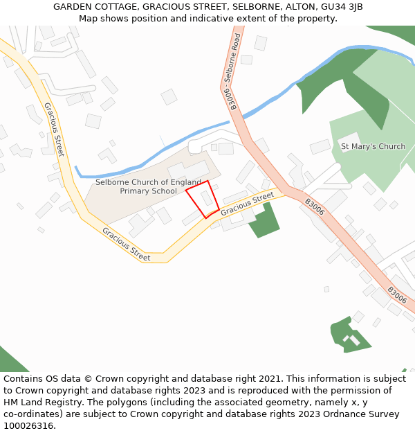 GARDEN COTTAGE, GRACIOUS STREET, SELBORNE, ALTON, GU34 3JB: Location map and indicative extent of plot